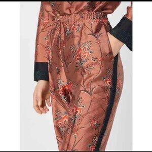 Scotch & Soda Floral Jacquard Track Pants in Rust and Black